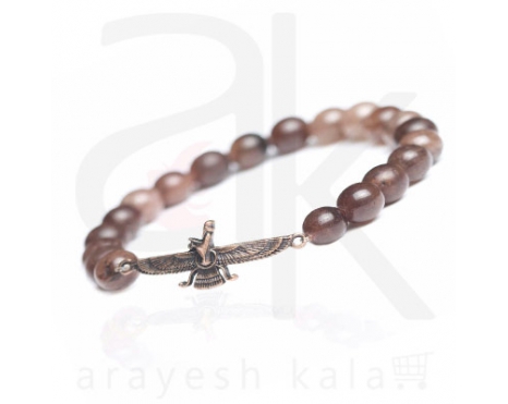 دستبند طرح فروهر قهوه ای